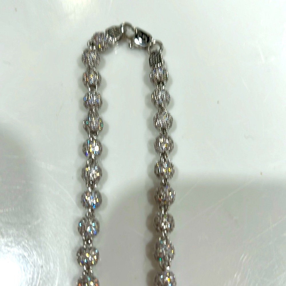 MAGNIFICENT GLD Iced Ball Chain in White Gold 4mm APROX 18inch -20inch BRAND NEW